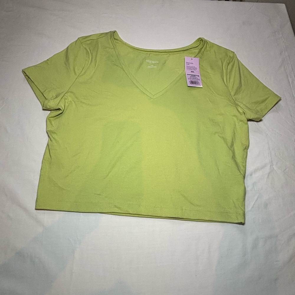Vibrant Green V-Neck Women's Top